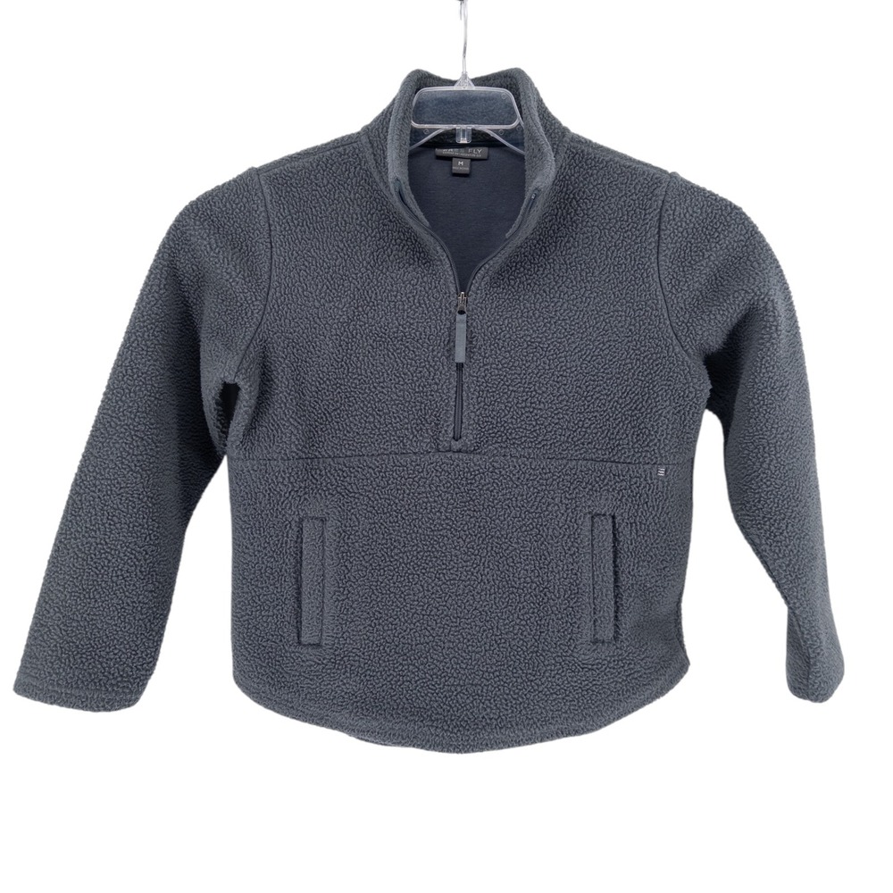 Free Fly Women's Medium Sherpa 1/2 Zip Fleece Pullover Dark Gray Charcoal Bamboo